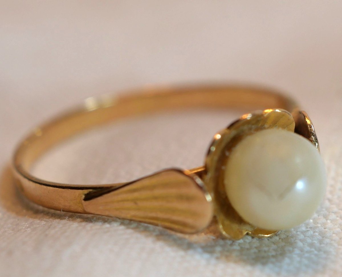 18k Gold Ring With Pearl, Gross Weight 1.6 Grams, Goldsmith Charles Godin, 1920, Sdc25bag002-photo-4