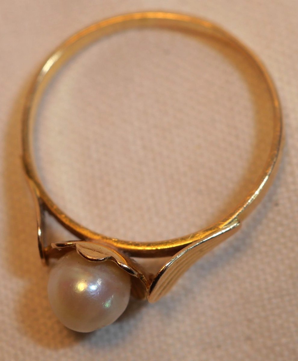 18k Gold Ring With Pearl, Gross Weight 1.6 Grams, Goldsmith Charles Godin, 1920, Sdc25bag002-photo-4