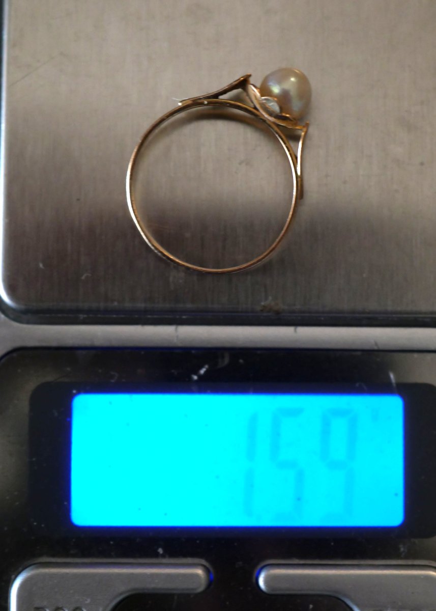 18k Gold Ring With Pearl, Gross Weight 1.6 Grams, Goldsmith Charles Godin, 1920, Sdc25bag002-photo-8