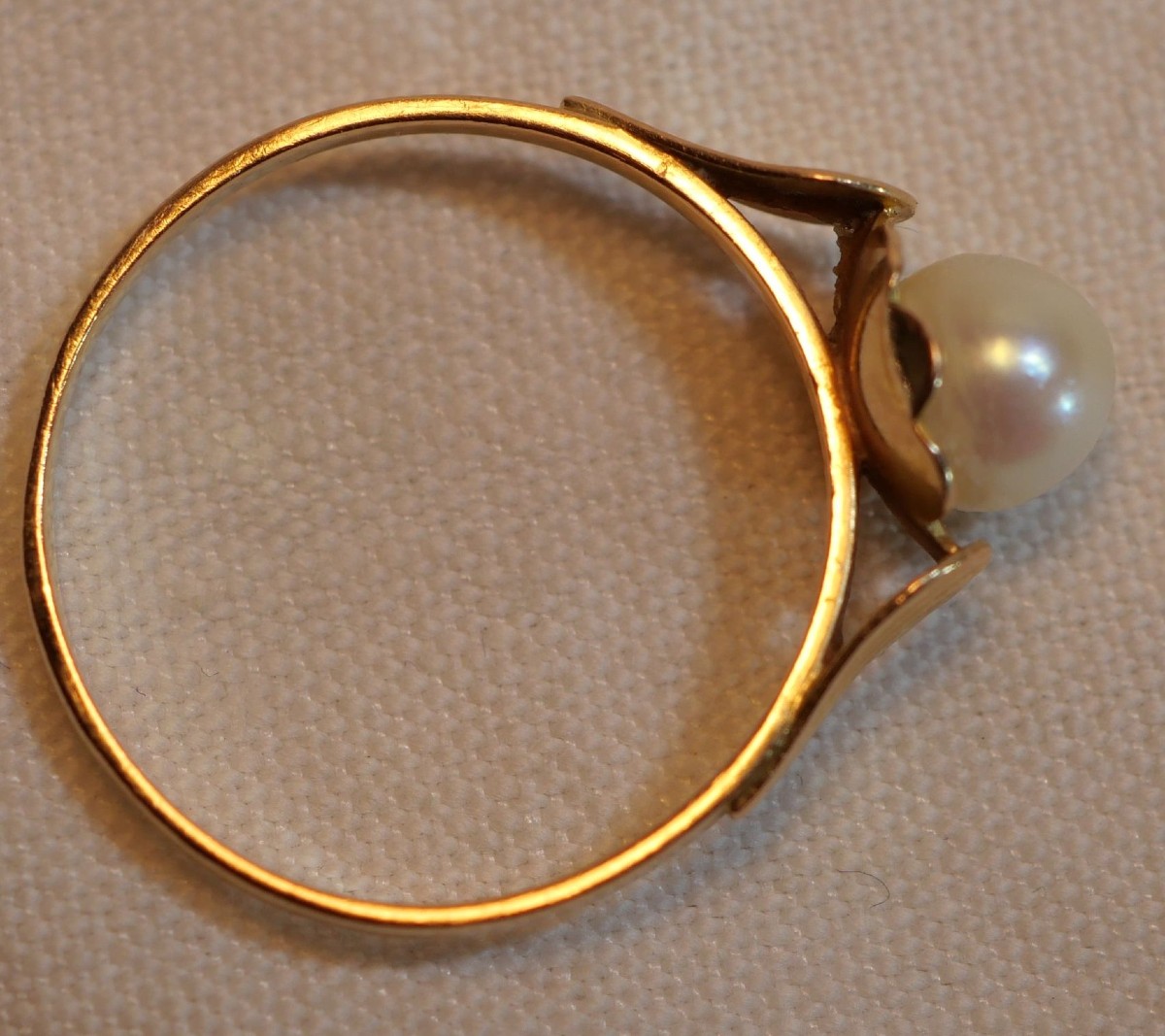 18k Gold Ring With Pearl, Gross Weight 1.6 Grams, Goldsmith Charles Godin, 1920, Sdc25bag002