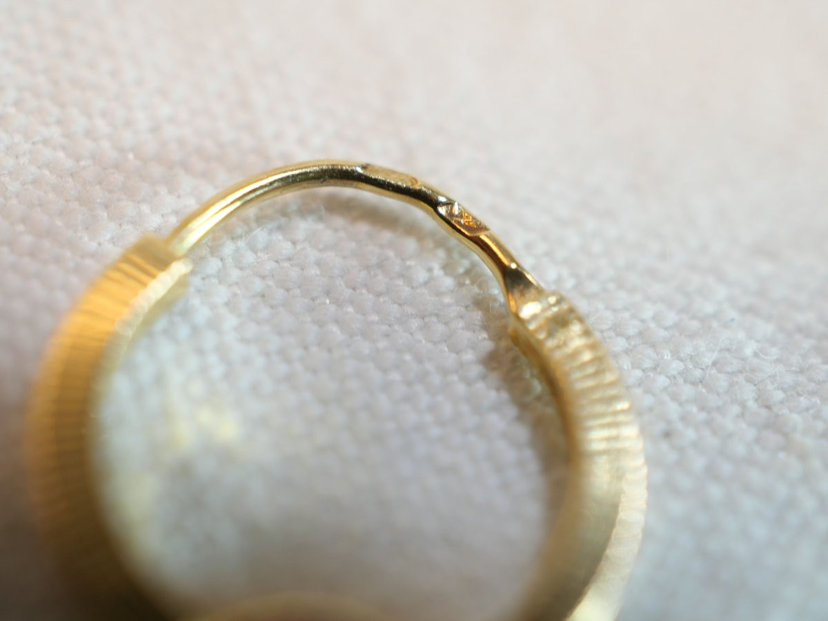 Pair Of 18k Gold Hoop Earrings Set With Sapphires, Weight 0.8 Grams Sdc25ore001-photo-2