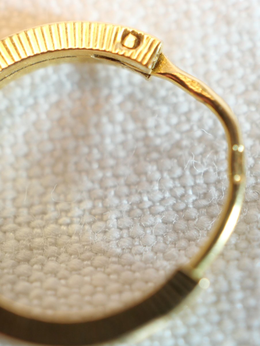 Pair Of 18k Gold Hoop Earrings Set With Sapphires, Weight 0.8 Grams Sdc25ore001-photo-3