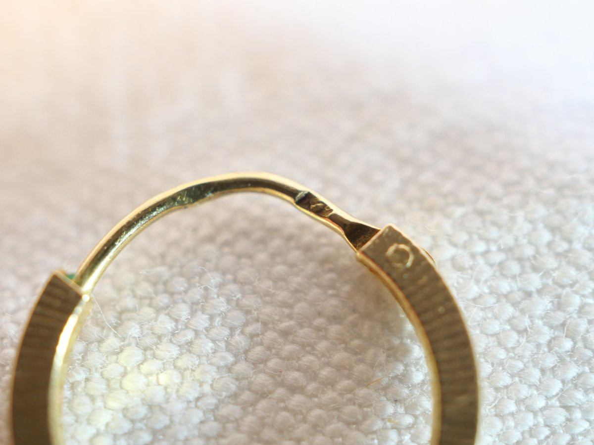Pair Of 18k Gold Hoop Earrings Set With Sapphires, Weight 0.8 Grams Sdc25ore001-photo-6