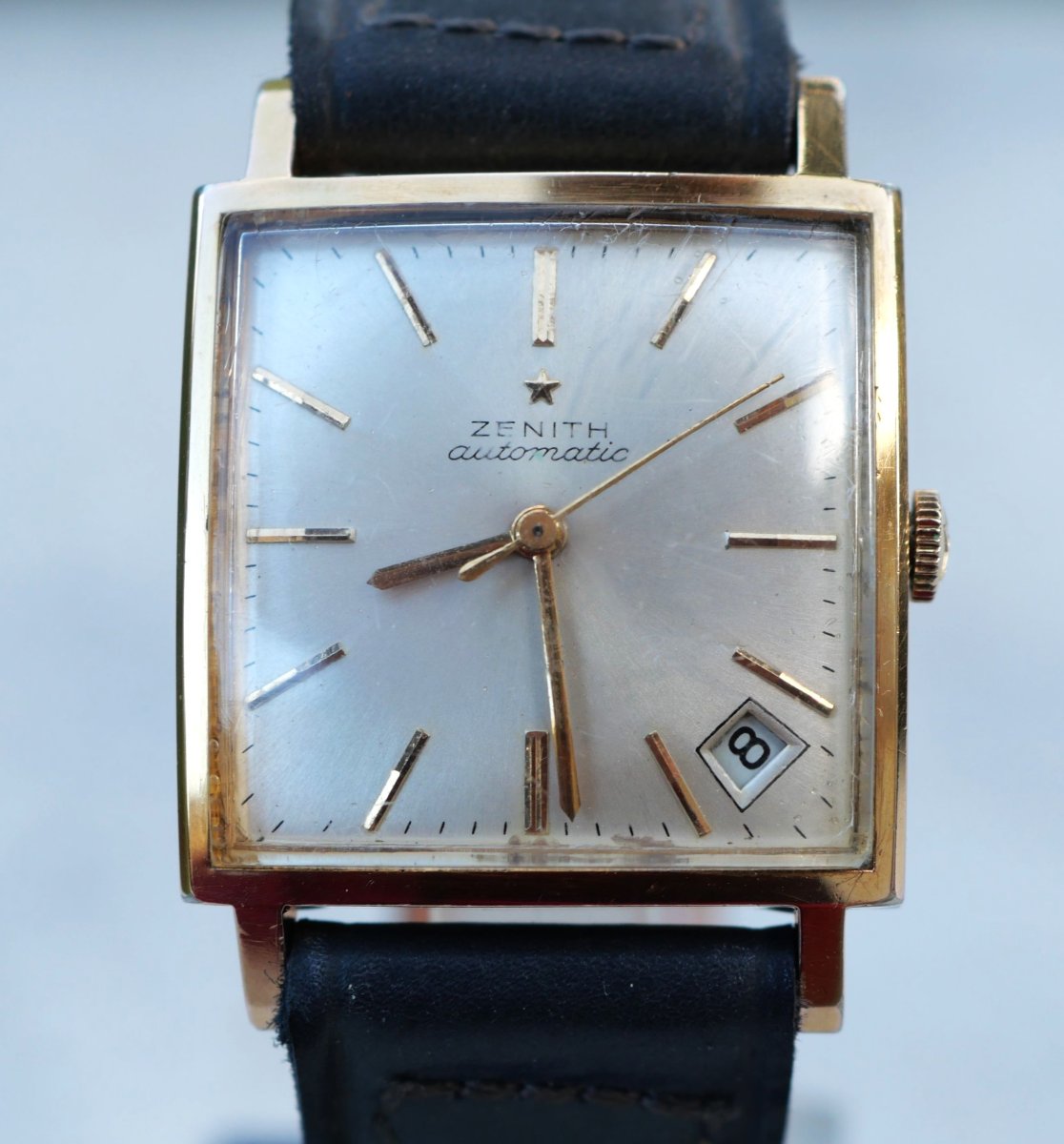 Montre bracelet parfaitement exacte homme Zenith plaqué or automatic modèle Square 17 jewels av-photo-4