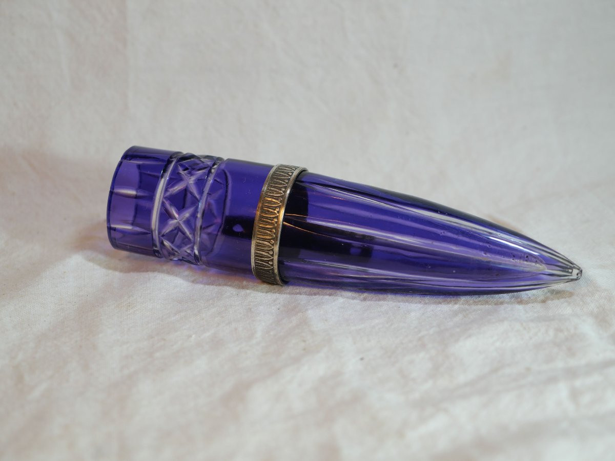 Automobilia - Blue Colored Crystal Car Flower Vase. H 14 Cm. Scn25vav001-photo-2