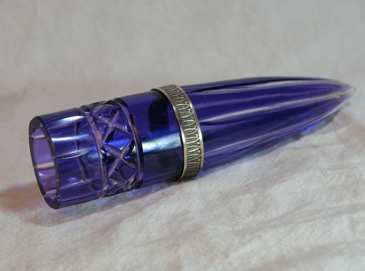 Automobilia - Blue Colored Crystal Car Flower Vase. H 14 Cm. Scn25vav001-photo-3