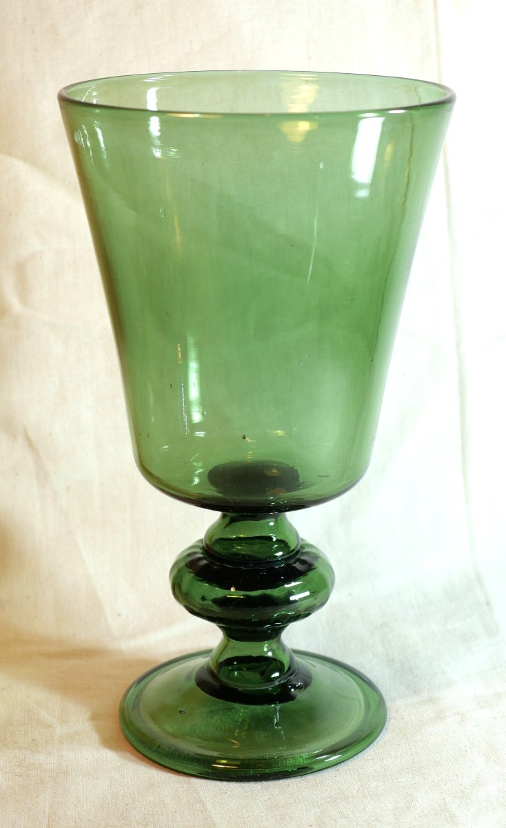 Huge Green Wedding Glass From The 19th Century. Height 27 Cm (lib). -photo-2