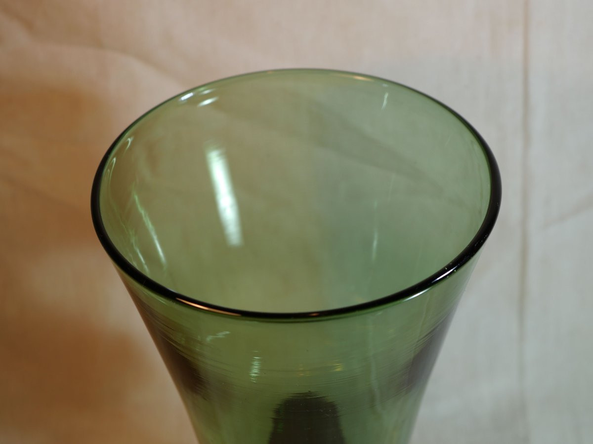 Huge Green Wedding Glass From The 19th Century. Height 27 Cm (lib). -photo-4