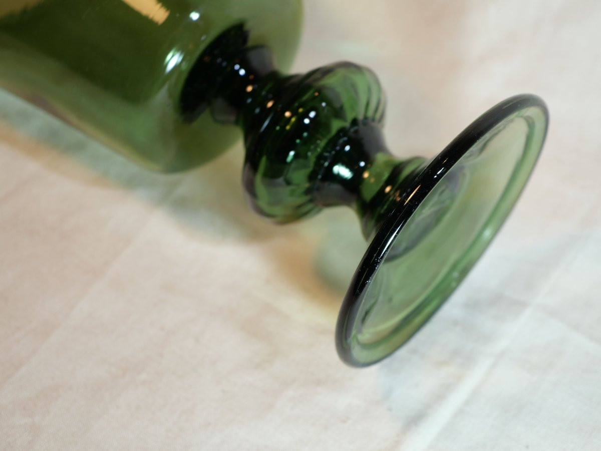 Huge Green Wedding Glass From The 19th Century. Height 27 Cm (lib). -photo-1