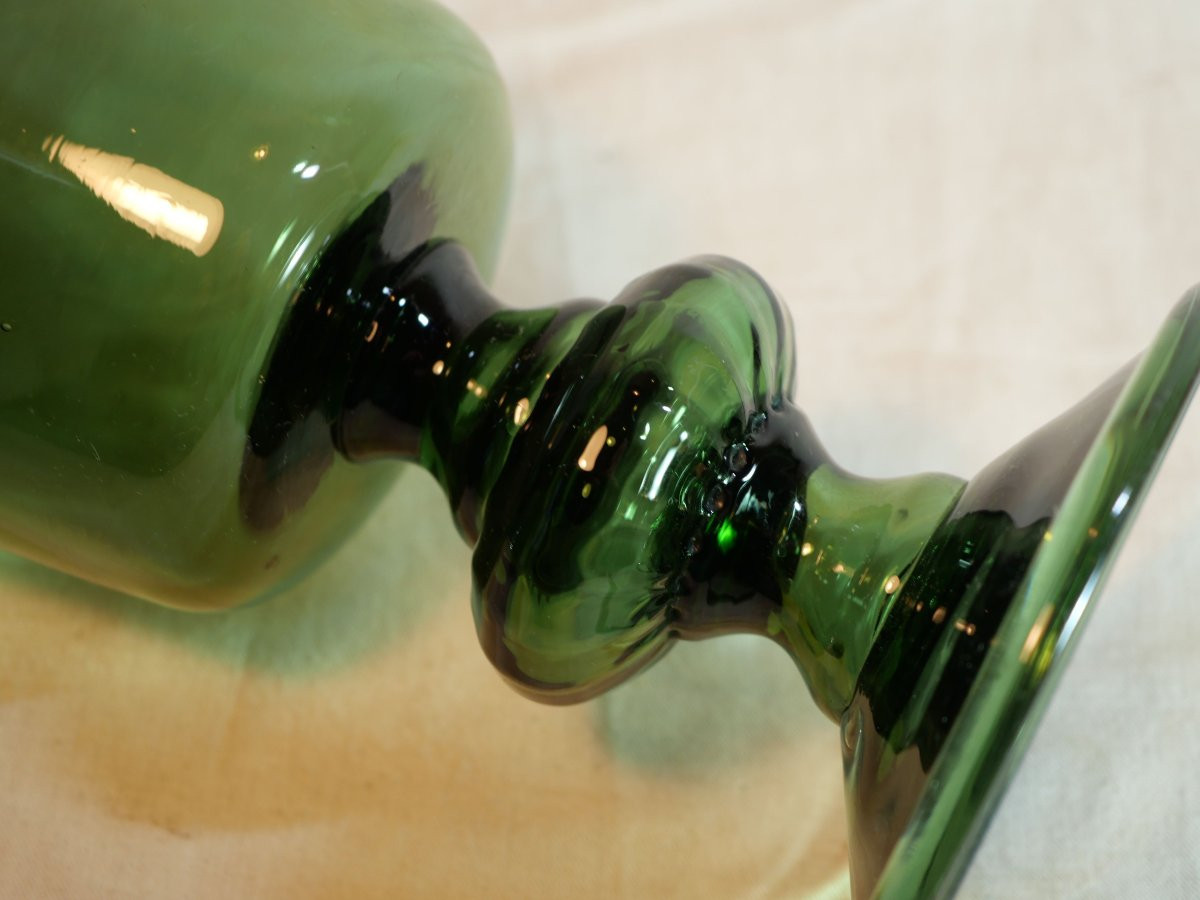 Huge Green Wedding Glass From The 19th Century. Height 27 Cm (lib). -photo-3