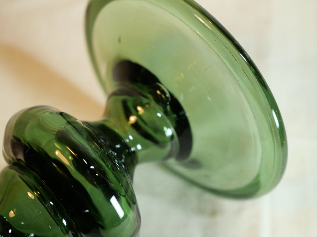 Huge Green Wedding Glass From The 19th Century. Height 27 Cm (lib). -photo-5