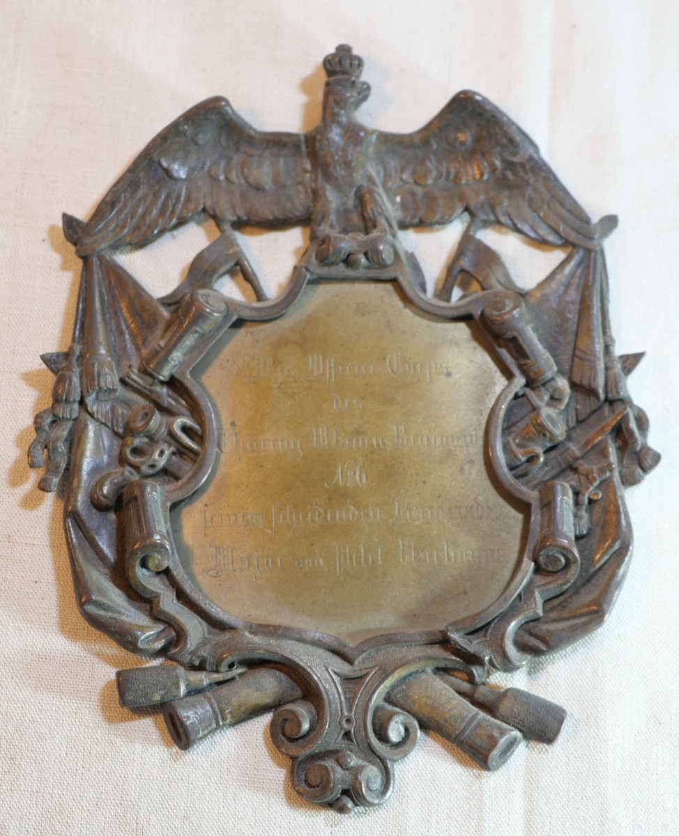 ALLEMAGNE - Plaque d'honneur Major von Pelet Narbonne  Thuring Ulanen Regiment n°6