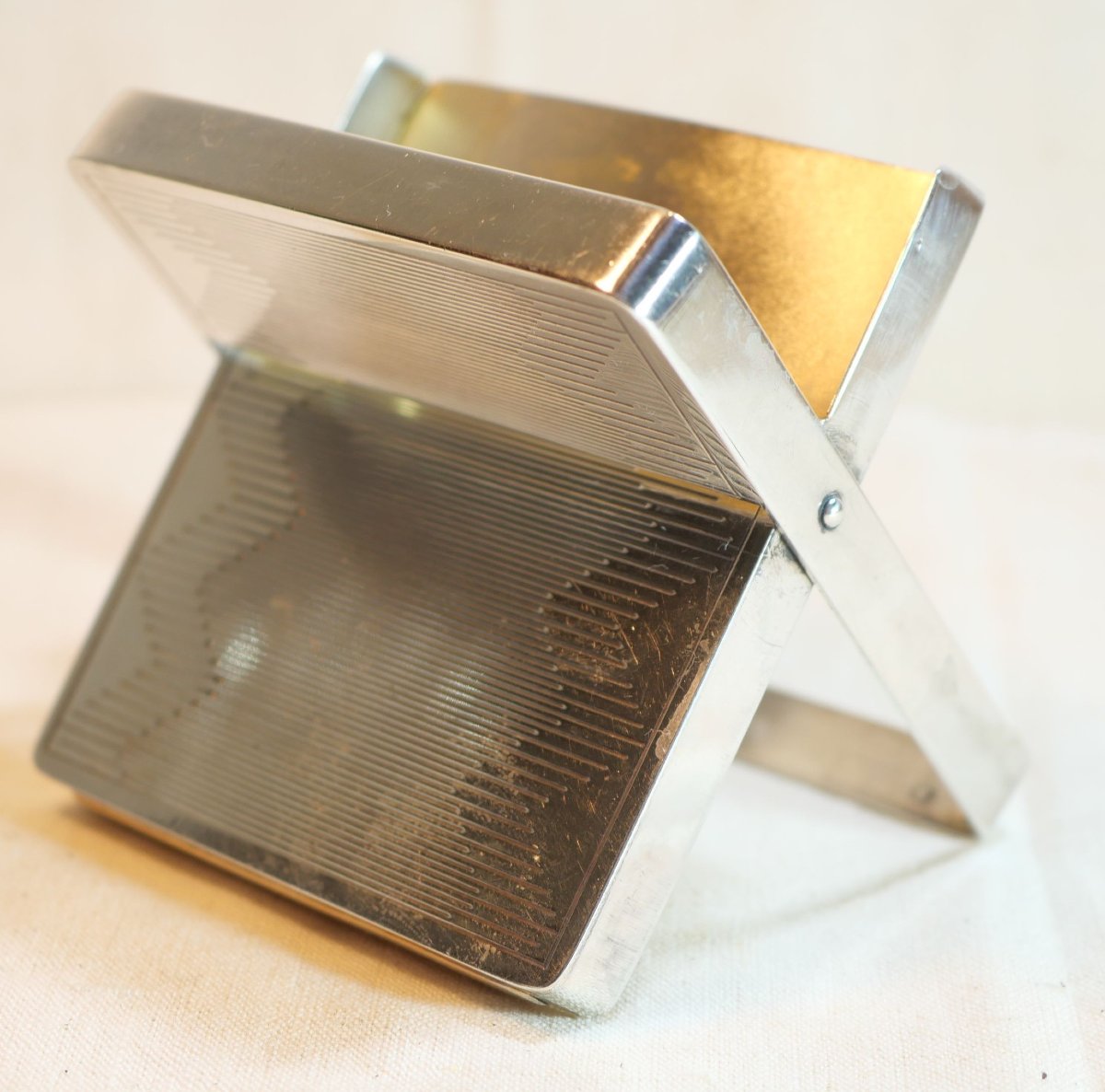 Art Deco Silver Cigarette Case With Vermeil Interior And Boar's Head, Weight 128g Sch24etu001-photo-3