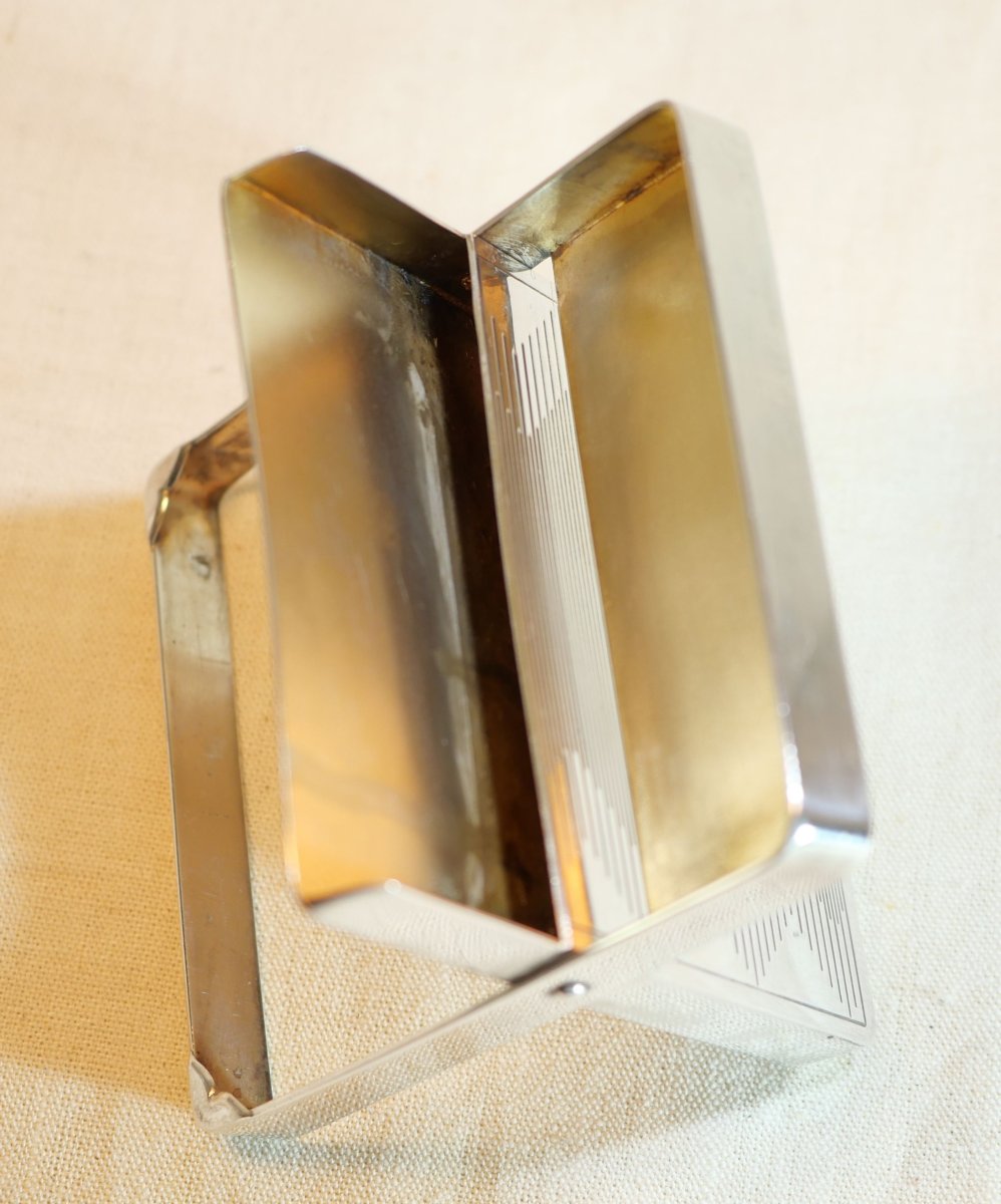 Art Deco Silver Cigarette Case With Vermeil Interior And Boar's Head, Weight 128g Sch24etu001-photo-1