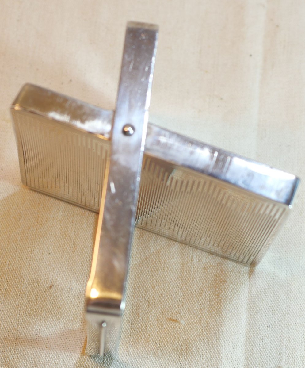 Art Deco Silver Cigarette Case With Vermeil Interior And Boar's Head, Weight 128g Sch24etu001-photo-2