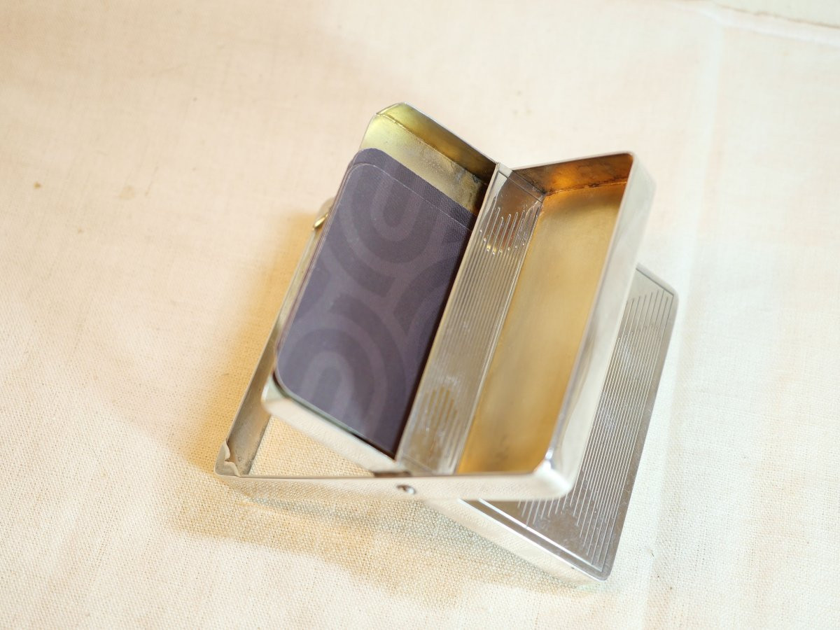 Art Deco Silver Cigarette Case With Vermeil Interior And Boar's Head, Weight 128g Sch24etu001-photo-8