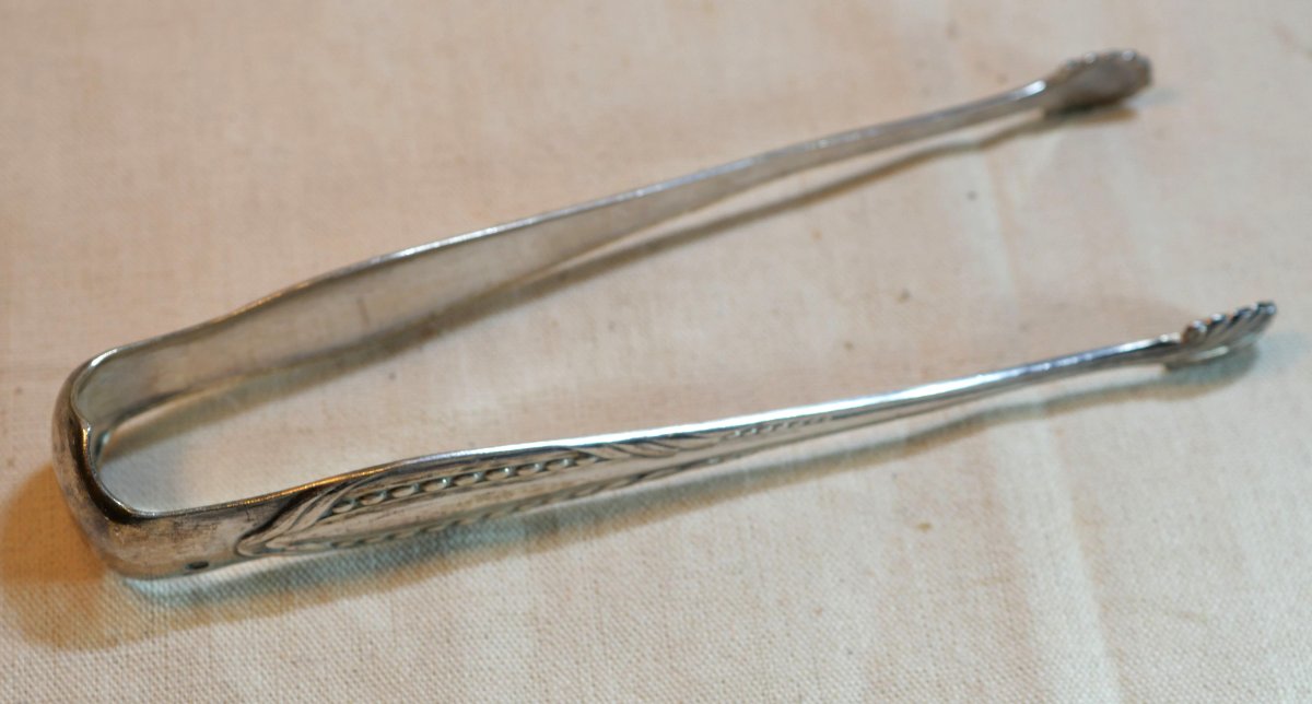 Solid Silver Sugar Tongs, Minerva Hallmark, Weight 41,73 Grams, Sch24pin001 -photo-2