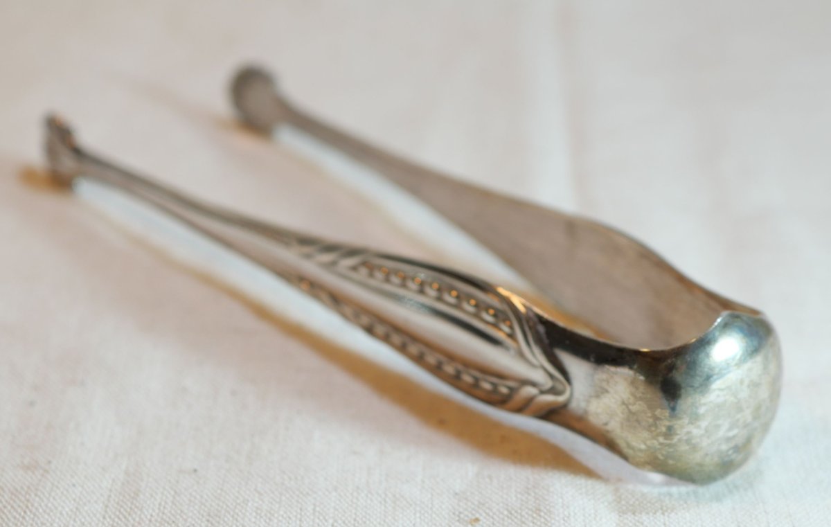 Solid Silver Sugar Tongs, Minerva Hallmark, Weight 41,73 Grams, Sch24pin001 -photo-1