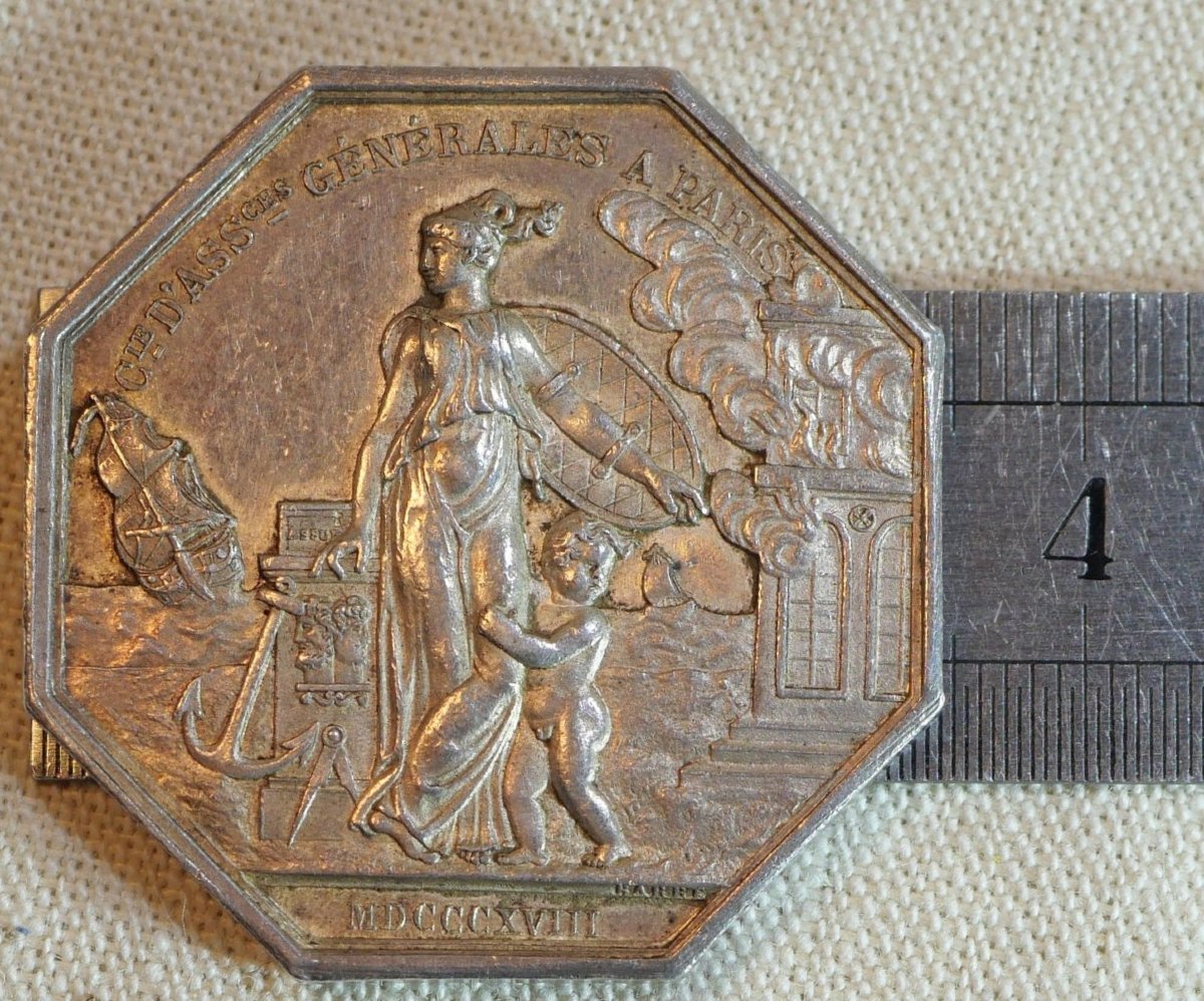 Solid Silver Token, General Insurance Company In Paris, Louis XVIII, 1818, 21g Sch24jet001-photo-4