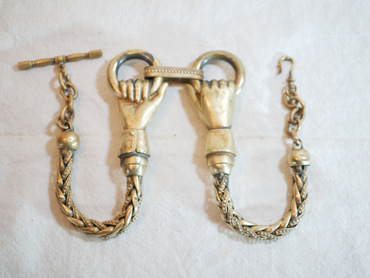 Imposing Chain Pocket Watch With Two Intertwined Hands, 19th Century - Div25cha001-photo-6