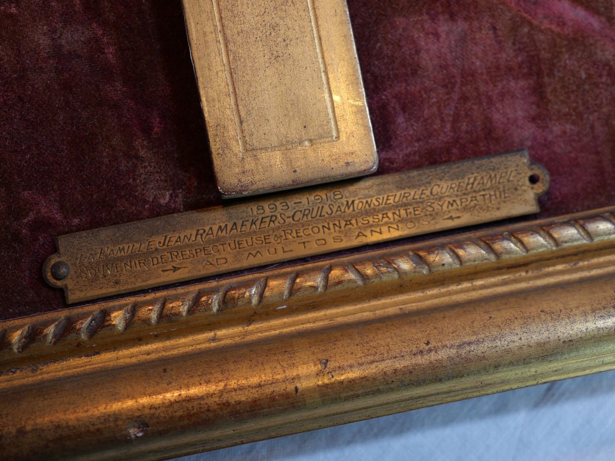 Christ ivoire sculpté encadré  – Plaquette Souvenir Curé Hamel (1893-1918) - LIS25IVO001-photo-5