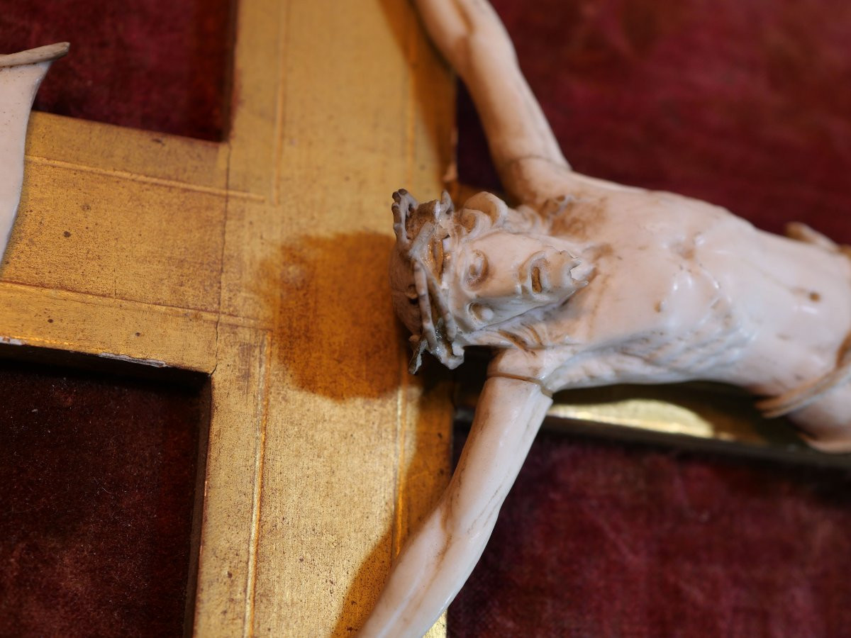 Christ ivoire sculpté encadré  – Plaquette Souvenir Curé Hamel (1893-1918) - LIS25IVO001-photo-8