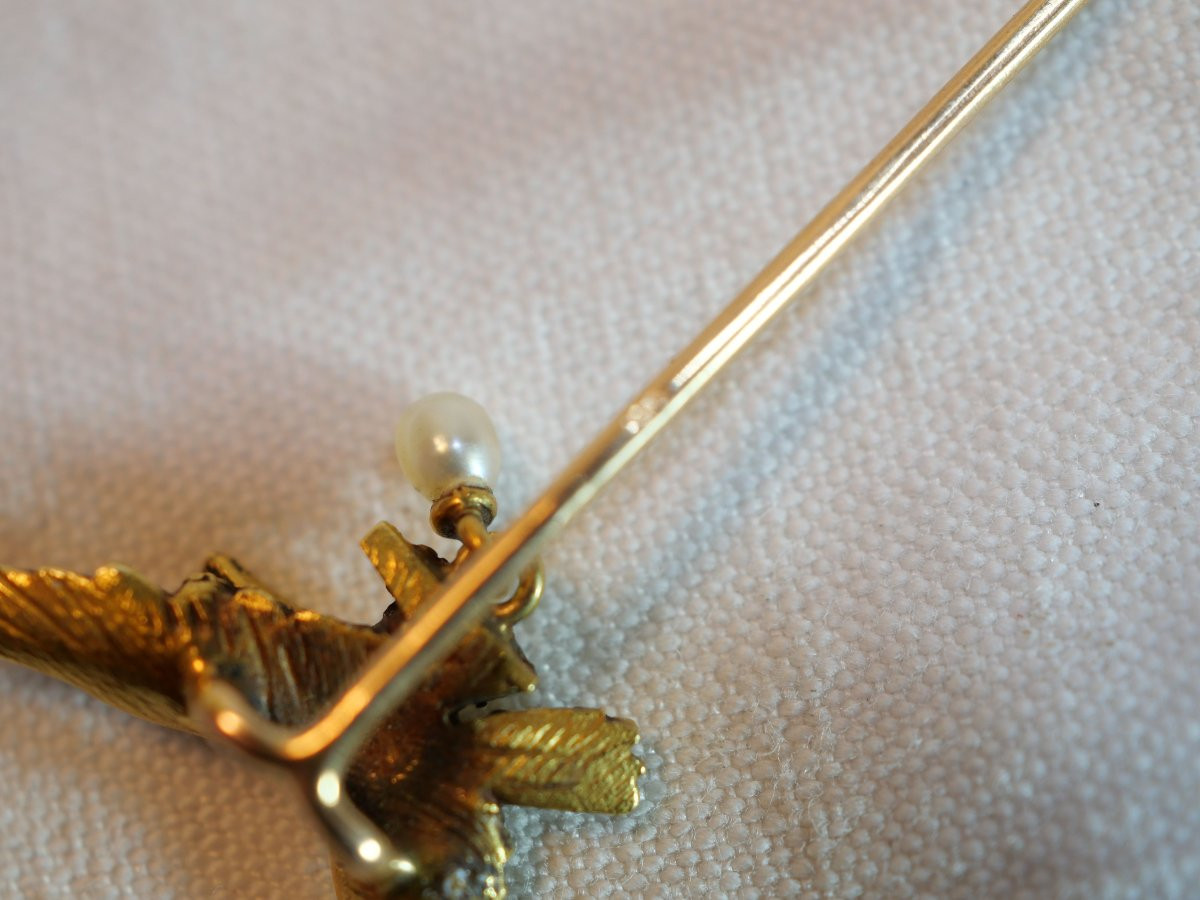 Épingle de cravate d’aviateur – Or 18K et perle – Armée de l’Air française SDC25EPI001-photo-3