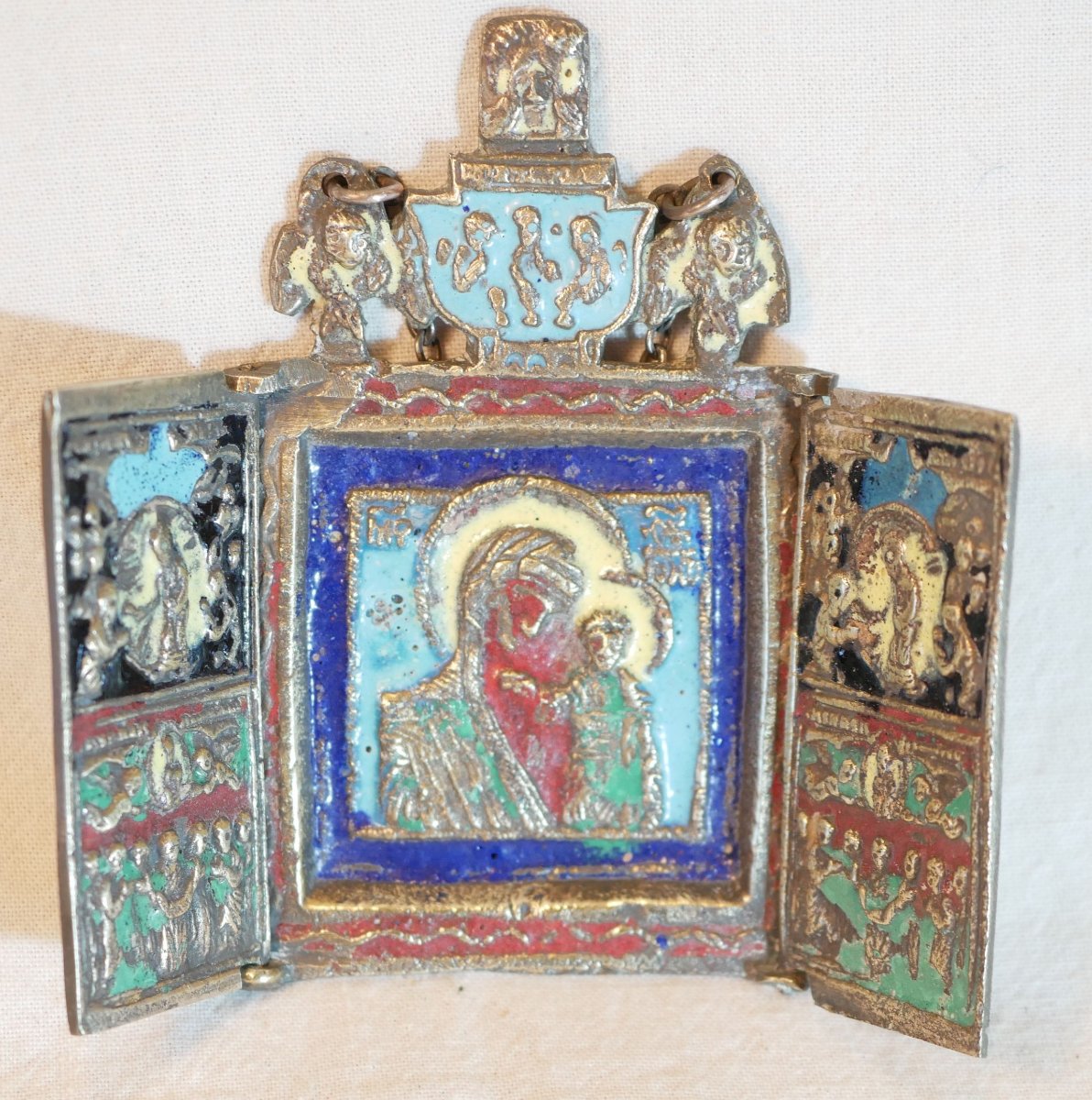 triptyque ORTHODOXE bronze émaillé, Russie impériale, avant XIXe TOU24TRI001-photo-2