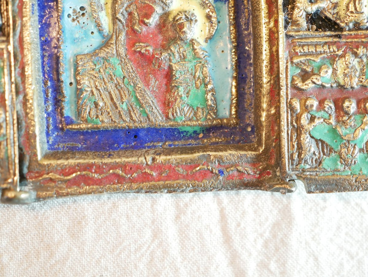 triptyque ORTHODOXE bronze émaillé, Russie impériale, avant XIXe TOU24TRI001-photo-1