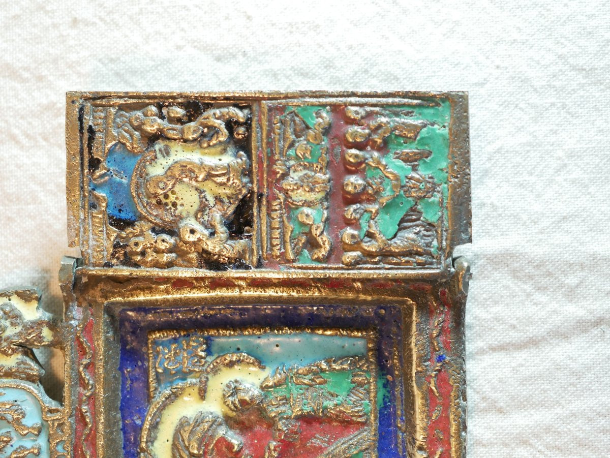 triptyque ORTHODOXE bronze émaillé, Russie impériale, avant XIXe TOU24TRI001-photo-2