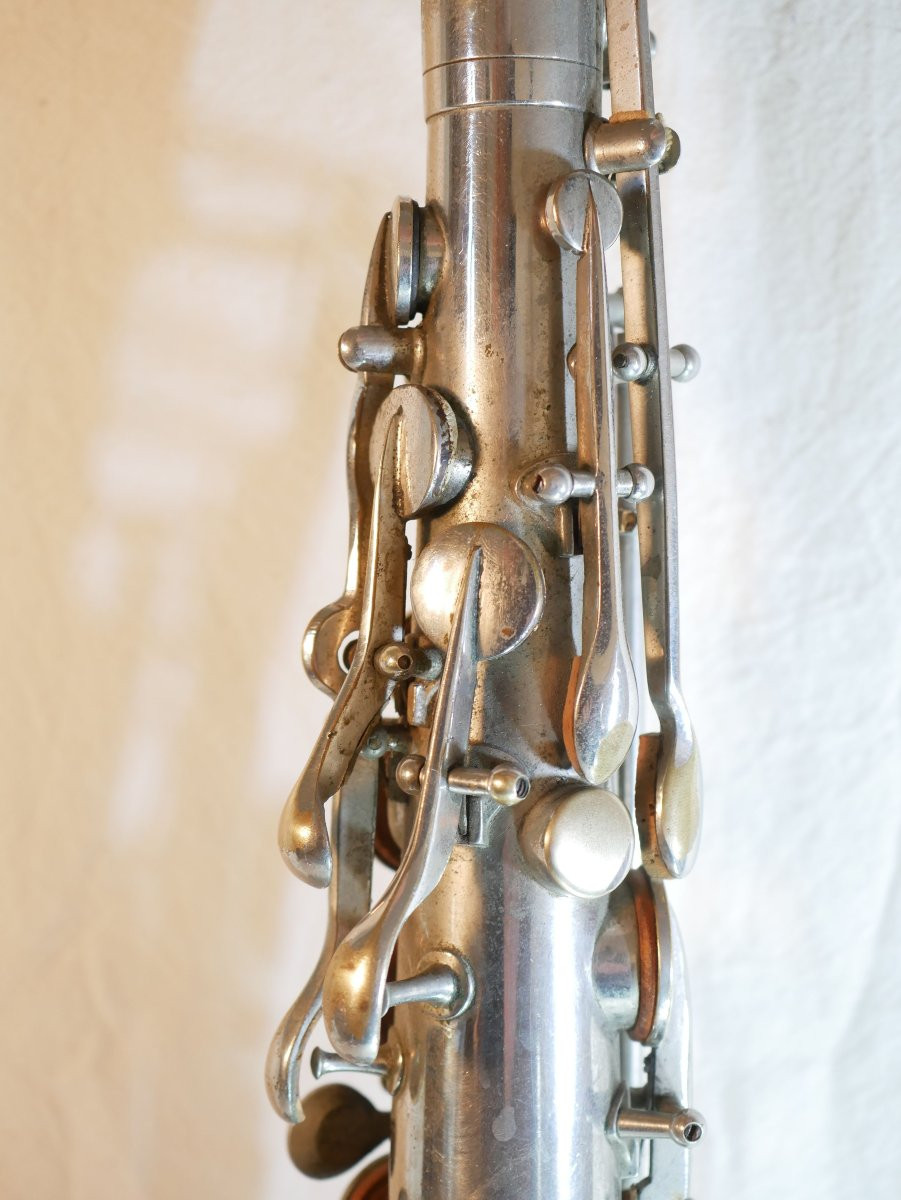 Saxophone Alto Ancien Français Argenté – Début XXe Siècle – Type Couesnon LIS26SAX001-photo-2