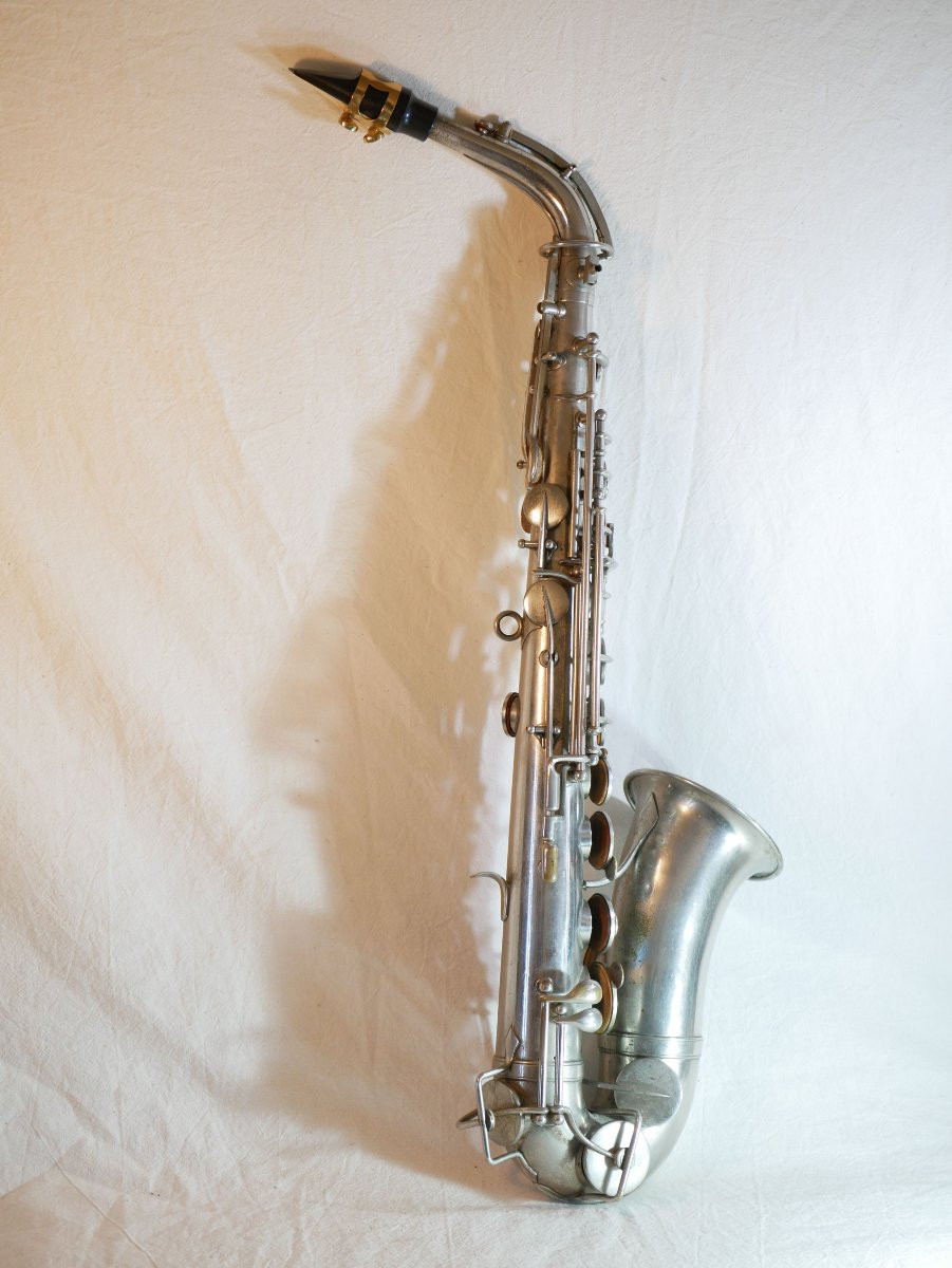 Saxophone Alto Ancien Français Argenté – Début XXe Siècle – Type Couesnon LIS26SAX001-photo-4