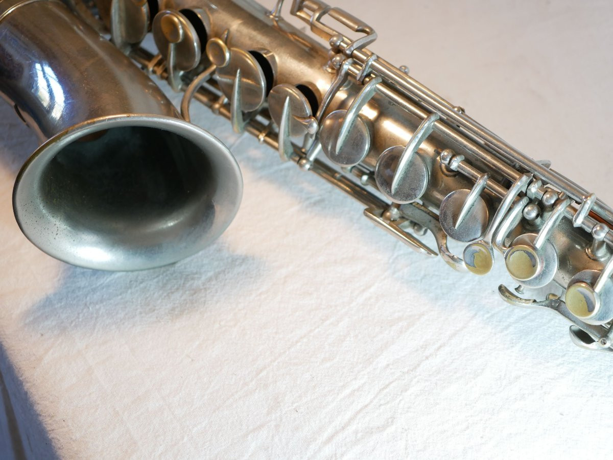 Saxophone Alto Ancien Français Argenté – Début XXe Siècle – Type Couesnon LIS26SAX001-photo-4