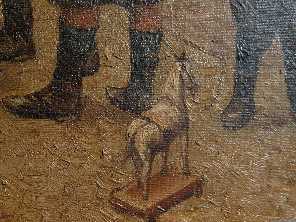 Scène Paris Jeu De Rue - Fairground And Schoolchildren - Oil On Canvas Signed Dubois 19th Century Per25hst001-photo-3