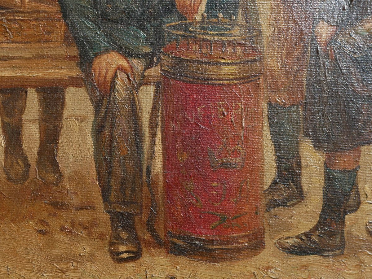 Scène Paris Jeu De Rue - Fairground And Schoolchildren - Oil On Canvas Signed Dubois 19th Century Per25hst001-photo-4