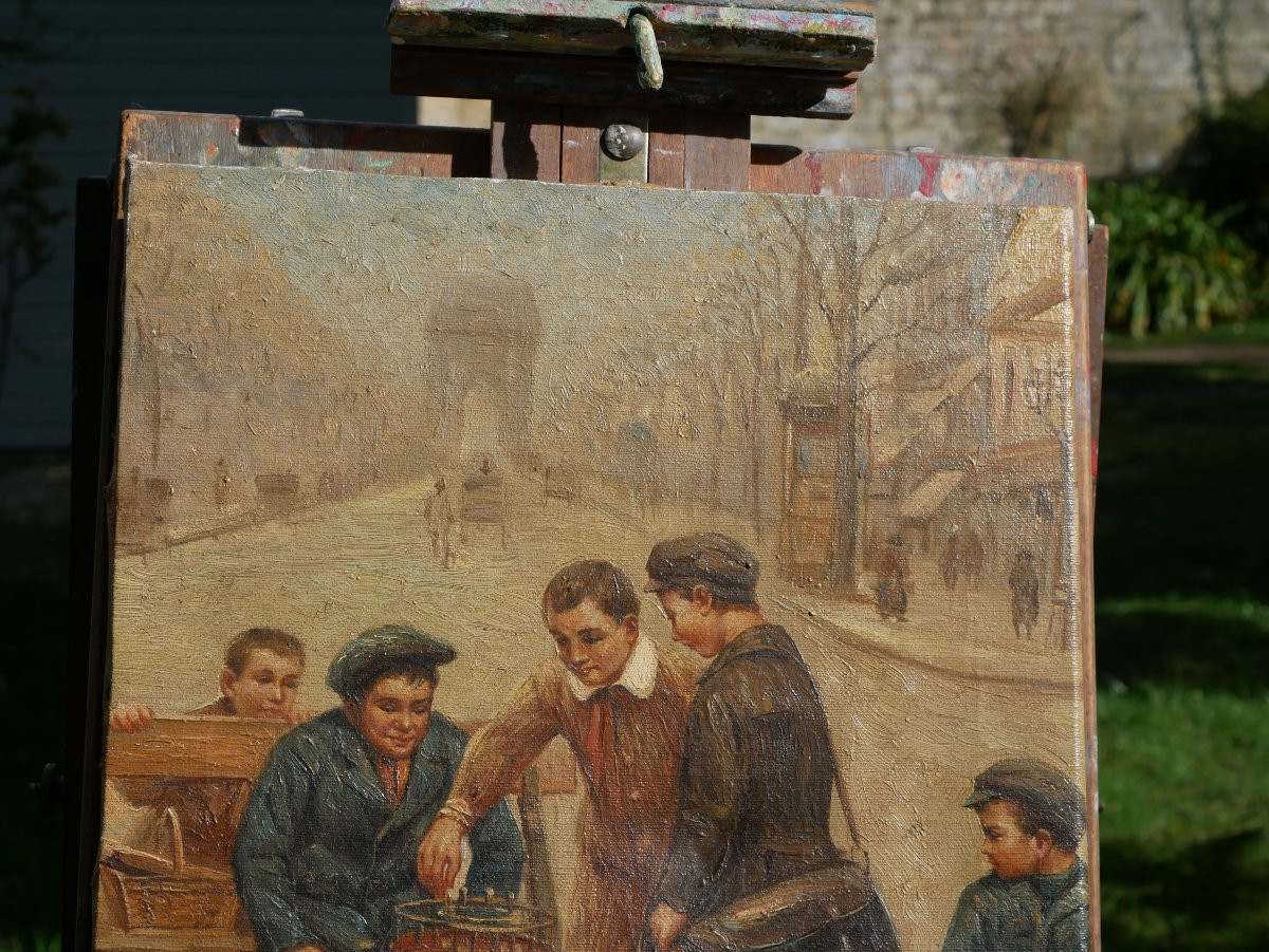 Scène Paris Jeu De Rue - Fairground And Schoolchildren - Oil On Canvas Signed Dubois 19th Century Per25hst001-photo-2