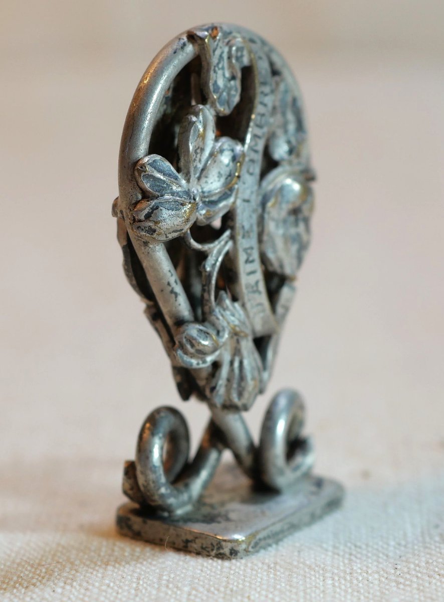 Art Nouveau Silver-plated Metal Cachet - Initials Kp - -photo-3