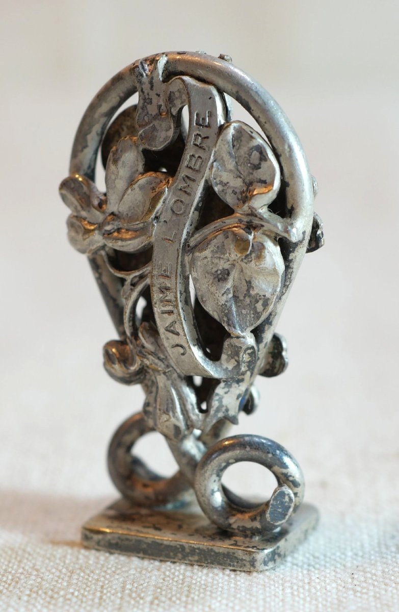 Art Nouveau Silver-plated Metal Cachet - Initials Kp - -photo-4