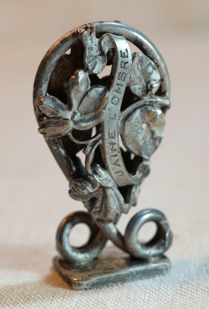 Art Nouveau Silver-plated Metal Cachet - Initials Kp - -photo-1
