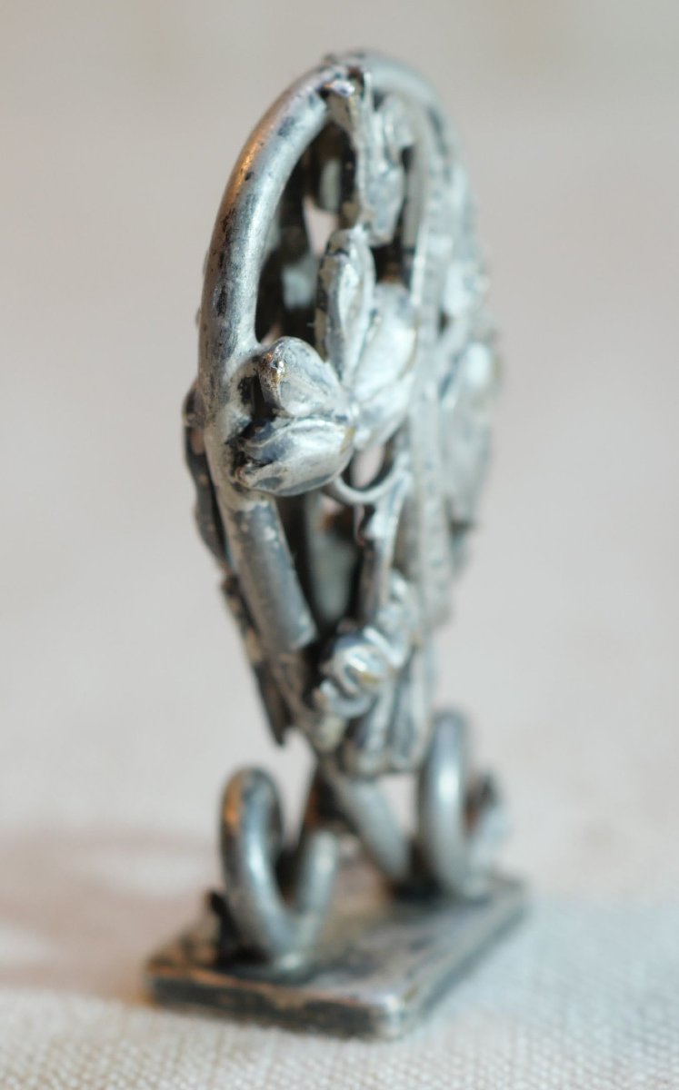Art Nouveau Silver-plated Metal Cachet - Initials Kp - -photo-2