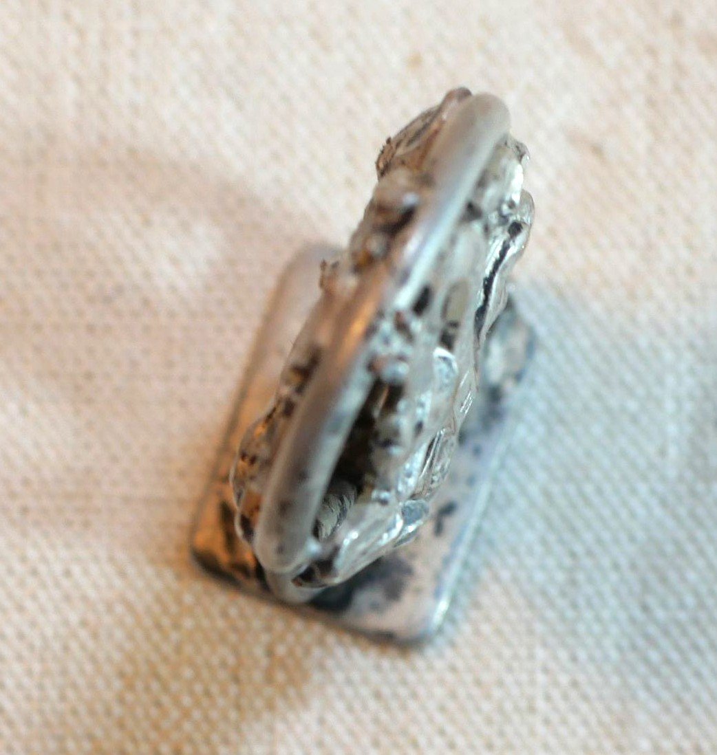 Art Nouveau Silver-plated Metal Cachet - Initials Kp - -photo-3