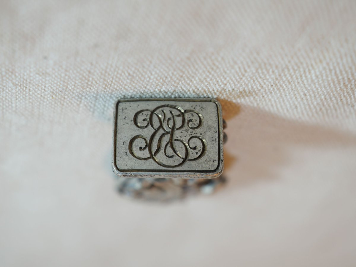 Art Nouveau Silver-plated Metal Cachet - Initials Kp - -photo-4