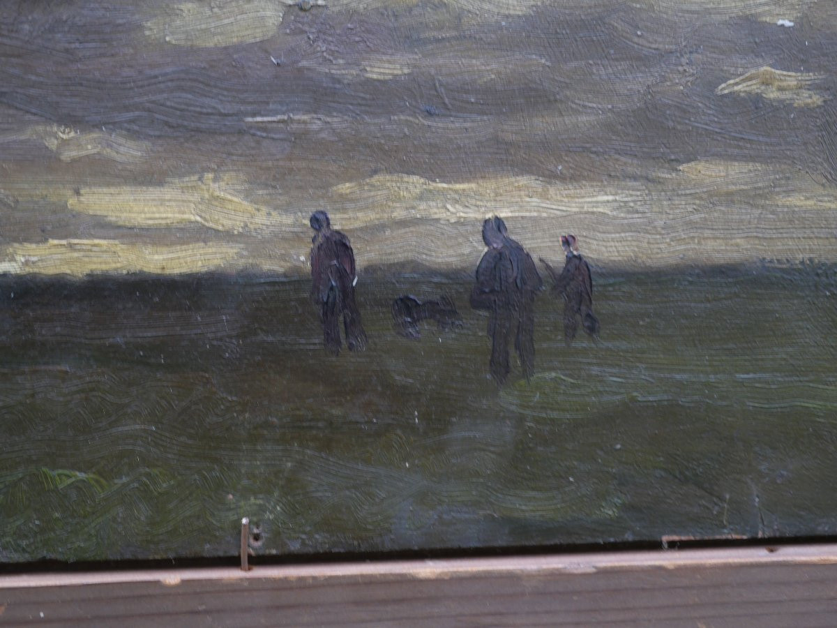 HSP dans le goût de Corot - Batelier marais rivière - peinture revers - XIXe NOY25HSP001-photo-8
