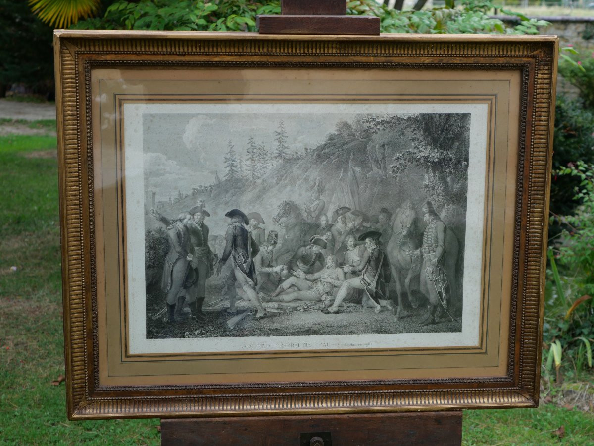 Large Engraving Framed Under Glass Mort Général Marceau Engraving Ingouf Le Jeune XIX Cae25mar001-photo-2