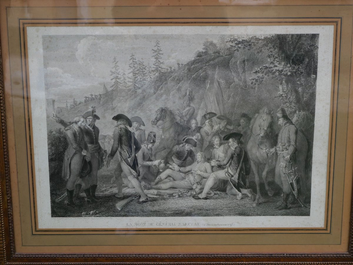 Large Engraving Framed Under Glass Mort Général Marceau Engraving Ingouf Le Jeune XIX Cae25mar001-photo-3