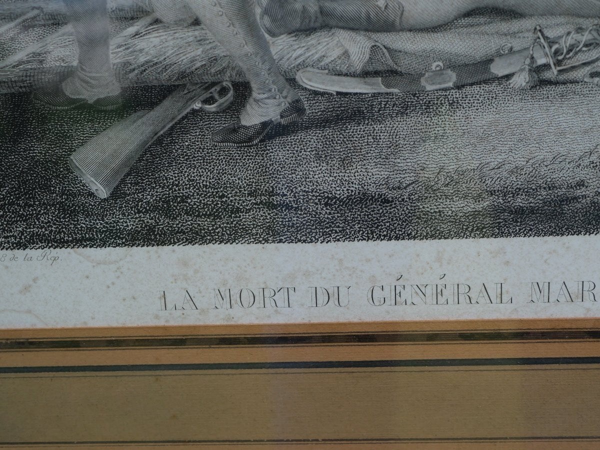 Large Engraving Framed Under Glass Mort Général Marceau Engraving Ingouf Le Jeune XIX Cae25mar001-photo-2