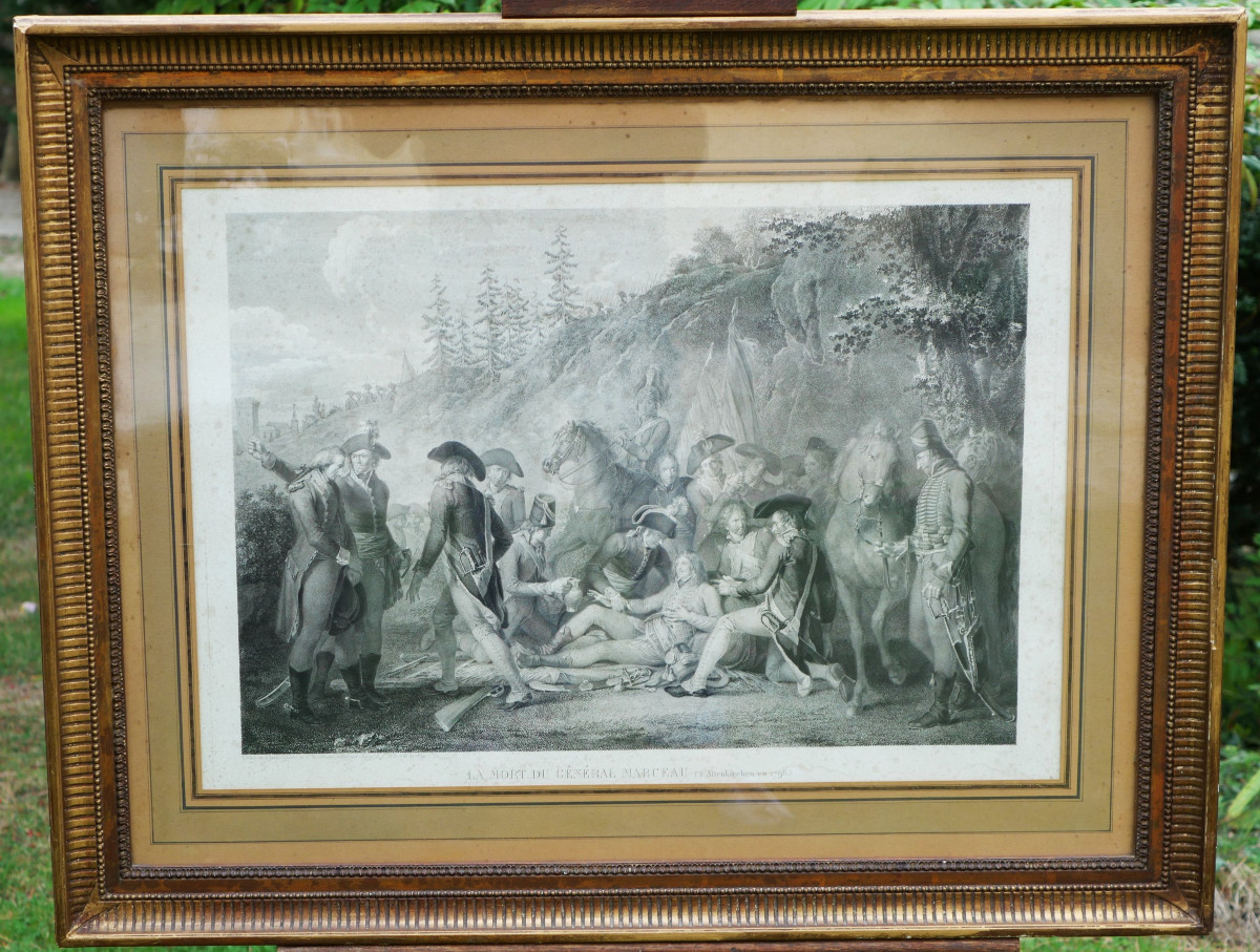 Large Engraving Framed Under Glass Mort Général Marceau Engraving Ingouf Le Jeune XIX Cae25mar001