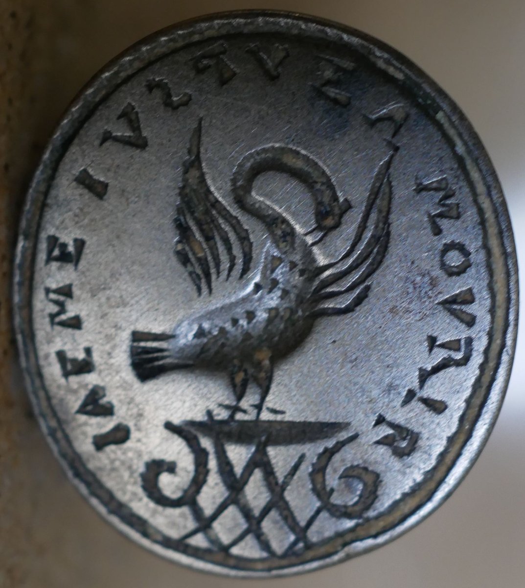 Medieval Silver Knight's Seal With Motto And Swan - 14th / 15th Century-photo-6