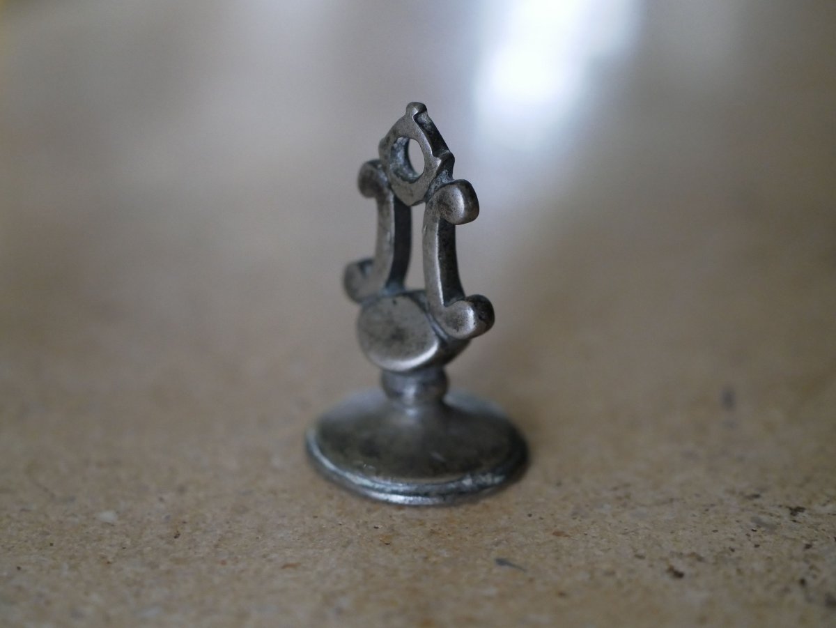 Medieval Silver Knight's Seal With Motto And Swan - 14th / 15th Century-photo-1