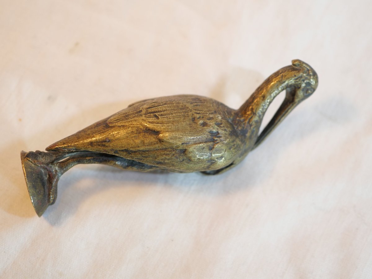 Automotive Radiator Mascot Heron Bronze Statuette Signed Below Sge24her001-photo-2